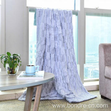 PV Plush Fleece Pressed Design Double Layers Blanket